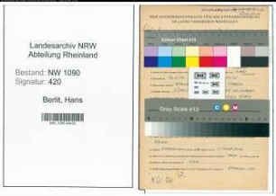 Entnazifizierung Hans Berlit , geb. 23.01.1907 (Hotelmanager)