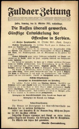 Ausgabe vom Samstag, den 16. Oktober 1915.