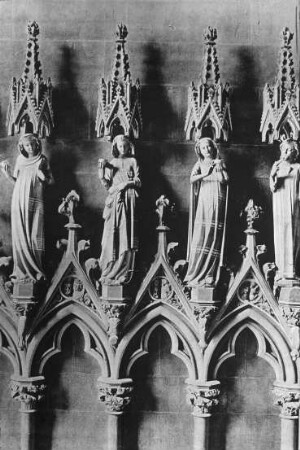 Freiburg im Breisgau, Unserer Lieben Frau, Westvorhalle, innere Nordwand, Kluge Jungfrauen und Christus