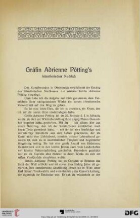 Gräfin Adrienne Pötting’s künstlerischer Nachlaß