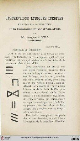 Sér. 4: Inscriptions lybiques inédites relevées sur le territoire de la Commune mixte d'Aїn-M'lila