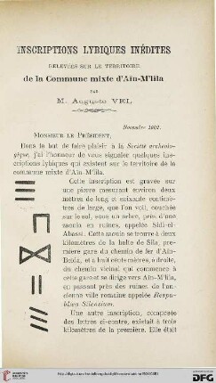 Sér. 4: Inscriptions lybiques inédites relevées sur le territoire de la Commune mixte d'Aїn-M'lila