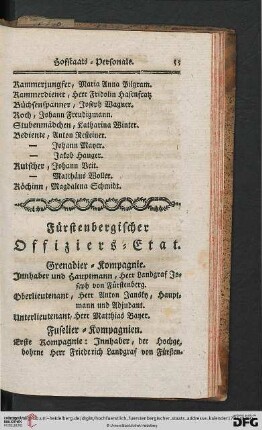 Fuerstenbergischer Offiziers-Etat