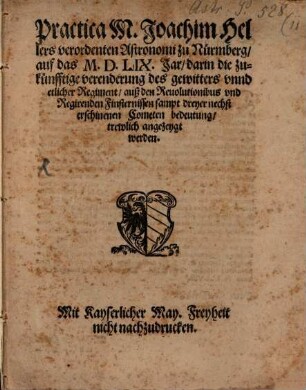 Practica auf das 1559 Jar