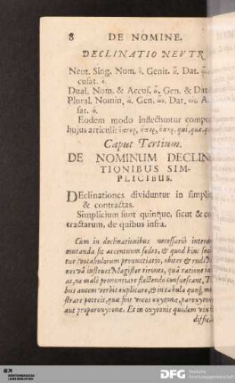 Caput Tertium. De Nominum Declinationibus Simplicibus.