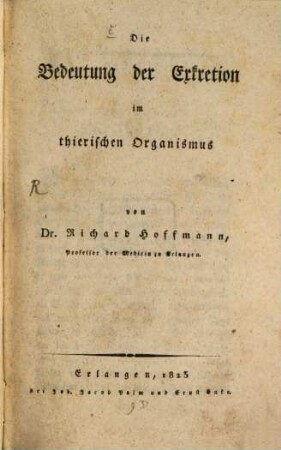 Die Bedeutung der Exkretion im thierischen Organismus