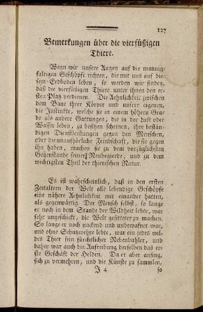 Bemerkungen über die vierfüßigen Thiere