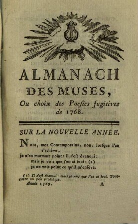 Almanach des muses : ou choix des poésies fugitives, 1769