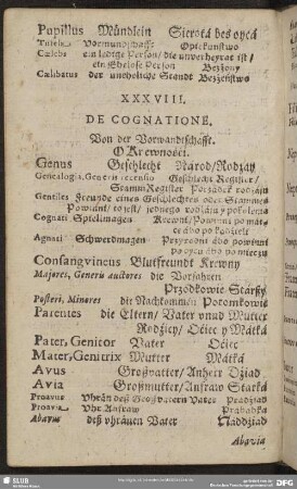 XXXVIII. De Cognatione