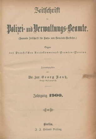 8.1900: Zeitschrift für Polizei- und Verwaltungsbeamte