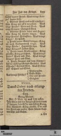 XXXIII. Danck-Lieder nach erlangten Frieden.