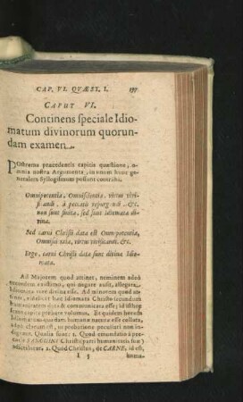 Caput VI. Continens speciale Idiomatum divinorum quorundam examen.