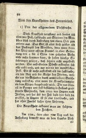 Von den Krankheiten des Hornviehes.