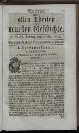 II. Nachlese. Coburg, den 13. Jan. 1753.
