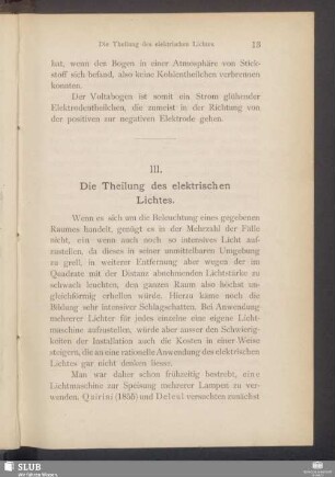 III. Die Theilung des elektrischen Lichtes