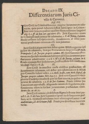 Decadis IX. Differentiarum Iuris Civilis & Canonici.