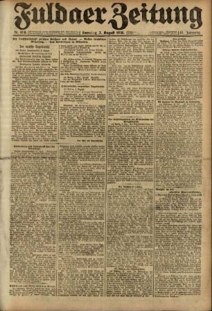 Erste Ausgabe vom Samstag, den 03. August 1918.