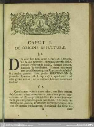 Caput I. De Origine Sepulturae