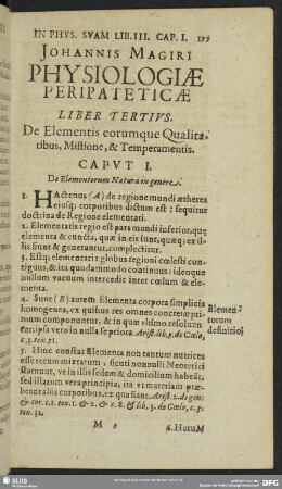 Liber Tertius. De Elementis eorum que Qualitatibus, Mistione, & Temperamentis