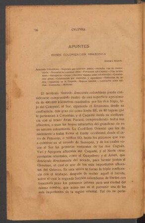 Apuntes sobre colonización amazónica