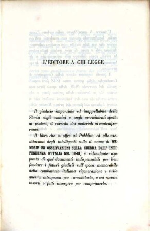 Memorie ed osservazioni sulla guerra dell'indipendenza d'Italia nel 1848 : cui faran seguito quelle del 1849 ; con note e ritratti. [1]