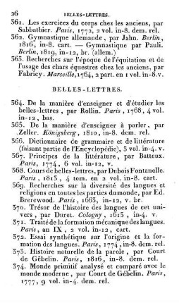 Belles-Lettres.