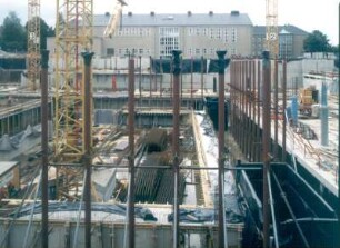 Baustelle Sächsische Landesbibliothek - Staats- und Universitätsbibliothek Dresden, Zentralbibliothek. Rohbau, Bereich Lesesaal : Dresden-Räcknitz, Zellescher Weg 18. Baustelle Sächsische Landesbibliothek - Staats- und Universitätsbibliothek Dresden, Zentralbibliothek. Rohbau, Bereich Lesesaal