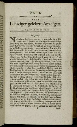 No. 3. Den 9ten Januar 1789.