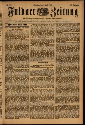 Erste Ausgabe vom Samstag, den 04. Juli 1896.