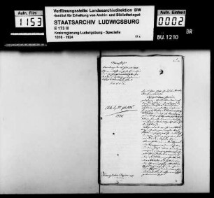 Heimatrechtsverhältnisse des Chirurgen Josef Löw, geb. 02.02.1796 auf der Staatsdomäne Solitude, Gde. Gerlingen, Oberamt Leonberg
