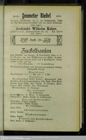 Heft 20. Zuckelhausen. Holzhausen. Wachau