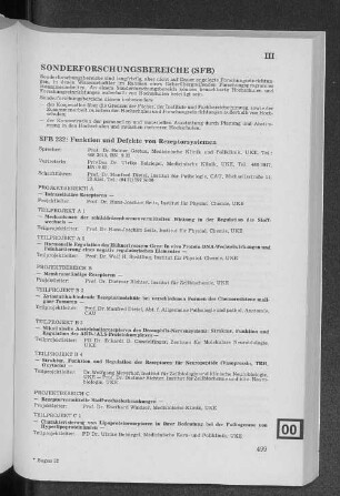 III. Sonderforschungsbereiche (SFB)