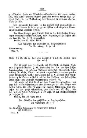 Empfehlung des Evangelischen Choralbuchs von Heinrich : [IV. Seminarien, Bildung der Lehrer und deren persönliche Verhältnisse]