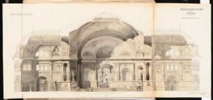 Ausstellungspalast für Berlin Schinkelwettbewerb 1881: Längsschnitt (Ansicht) des zentralen Ausstellungspalastes 1:100