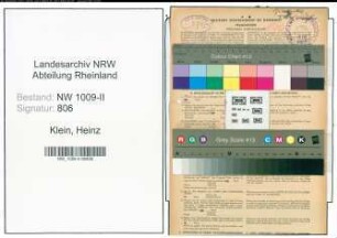 Entnazifizierung Heinz Klein , geb. 17.09.1919 (Baecker)