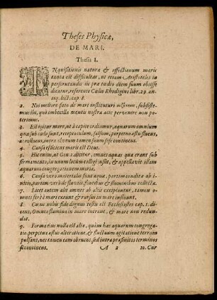 Theses Physicae, De Mari.