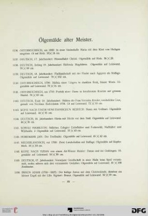 Ölgemälde alter Meister (Nr. 1136-1221)