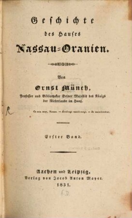 Geschichte des Hauses Nassau-Oranien, 1