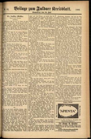 Zweite Ausgabe vom Samstag, den 14. Juli 1900.