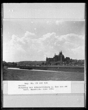 Meißen, Burgberg mit Dom und Albrechtsburg von Nordwesten