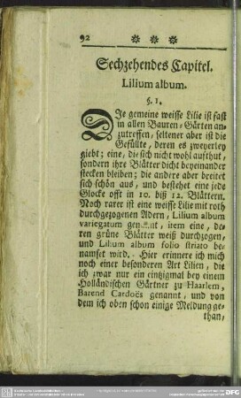 Sechzehendes Capitel. Lilium album