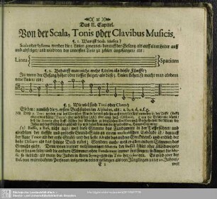 Das II. Capitel. Von der Scala, Tonis oder Clavibus Musicis