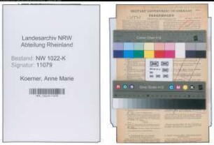 Entnazifizierung Anne Marie Koerner , geb. 22.01.1897 (Fuersorgerin)
