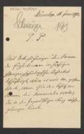 Brief von Josef Schweiger an Unbekannt
