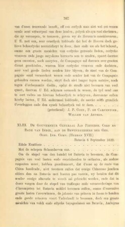 XLIII. De gouverneur generaal Jan Pietersz. Coen en Rade van Indie aan de bewindhebbers der generale Oost-Ind. Comp. (Heeren XVII.)