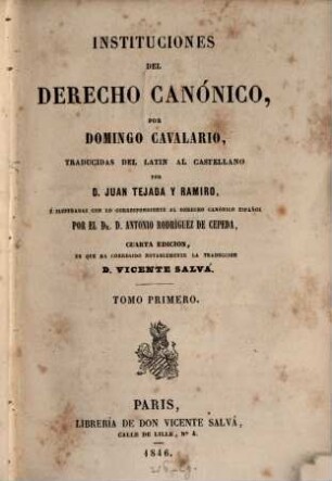 Instituciones del derecho canónico, 1