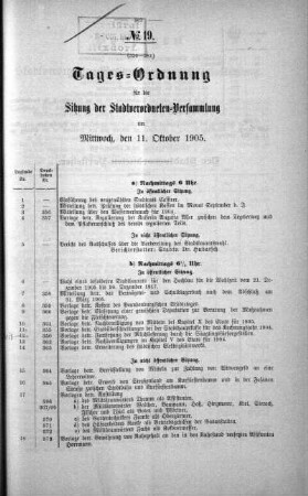 Tages-Ordnung, 11. Oktober 1905