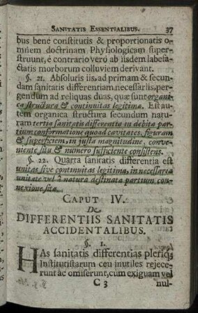 Caput IV. De Differentiis Sanitatis Accidentalibus