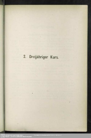 2. Dreijähriger Kurs in Alt- und Neustadt