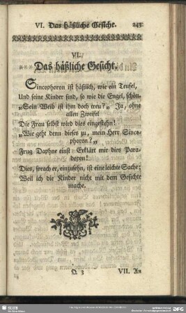 VI. Das häßliche Gesicht